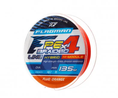 Шнур Flagman PE Hybrid F4 135m Fluo Orange 0.06mm
