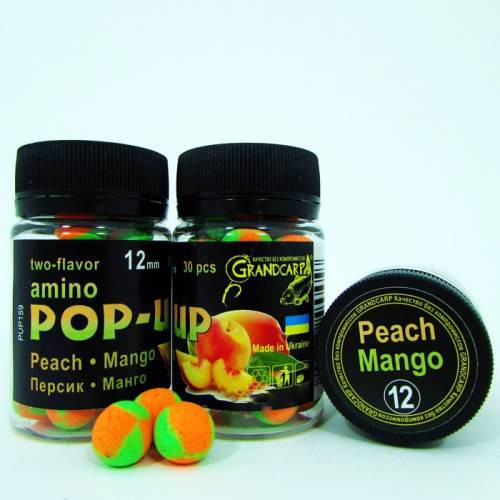 Бойл amino POP-UP Grandcarp PEACH • MANGO (ПЕРСИК • МАНГО) Ø12 мм 30 шт. (PUP159)