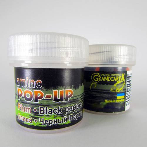 Бойл amino POP-UP Grandcarp PLUM • BLACK PEPPER (СЛИВА • ЧОРНИЙ ПЕРЕЦЬ) Ø10 мм 15 шт. (PUP125)