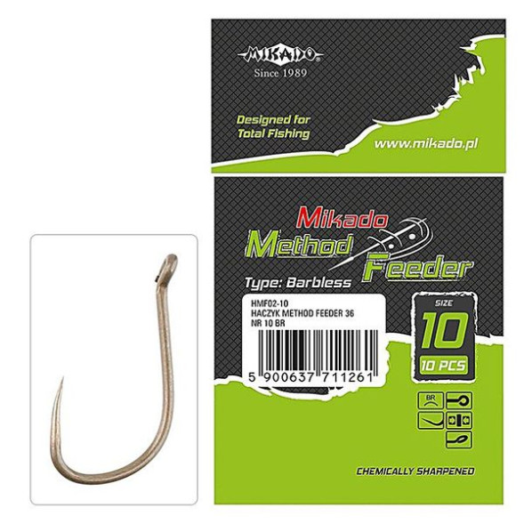 Крючок Mikado Method Feeder 36 №18 (ушко) 10шт. (bronze)