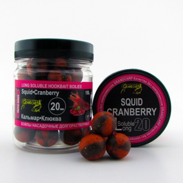 Бойлы насадочные долгорастворимые Grandcarp КАЛЬМАР•КЛЮКВА Ø20 мм 100 г (BBL031)