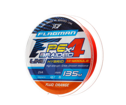 Шнур Flagman PE Hybrid F4 135m Fluo Orange 0.14mm