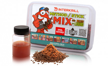 Пеллетс Interkrill Method Stick Mix Криль-Полуниця 400г