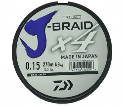Шнур Daiwa J-Braid X4E 0,13mm 270m 5,9kg Dark Green