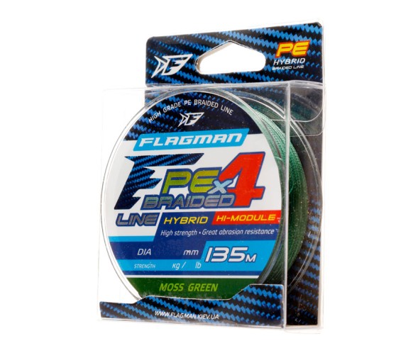Шнур Flagman PE Hybrid F4 MossGreen 135м 0.12мм 6.4kg/14lb