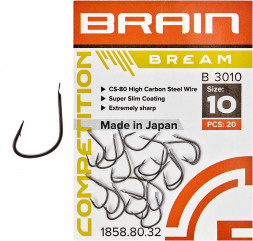 Крючок Brain Bream B3010 #10 (20 шт/уп) ц:black nickel