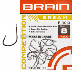 Крючок Brain Bream B3010 #8 (20 шт/уп) ц:black nickel