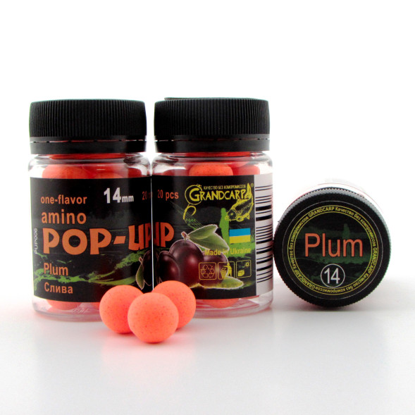 Бойл amino POP-UP Grandcarp PLUM (СЛИВА) Ø14 мм 20 шт. (PUP006)