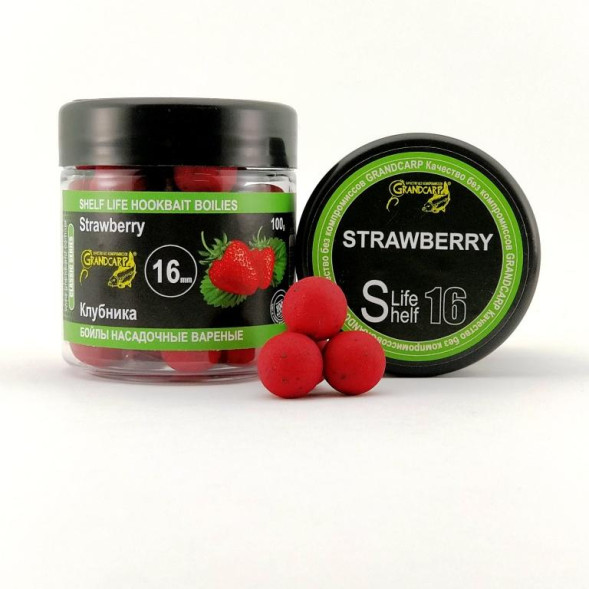 Бойл насадок варені Grandcarp КЛУБНИКА Ø16 мм 100 г (BBC001)