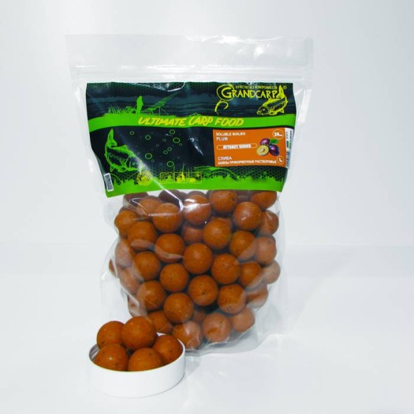 Бойлы прикормочные растворимые Grandcarp СЛИВА Ø24 мм 1 кг (BFS078)