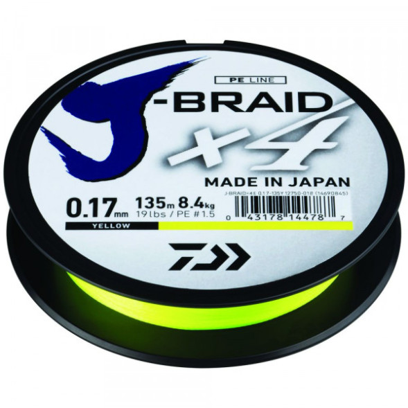 Шнур Daiwa J-Braid X4E 0.13mm 135m yellow