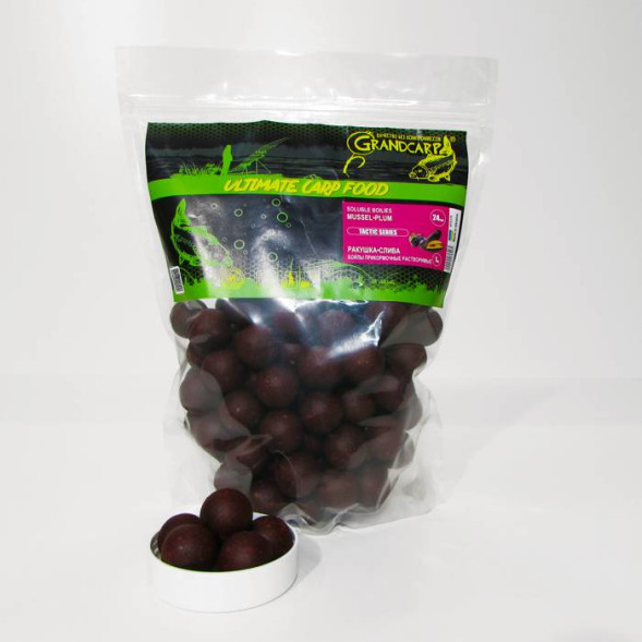 Бойлы прикормочные растворимые Grandcarp РАКУШКА•СЛИВА Ø24 мм 1 кг (BFS176)