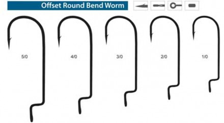 Гачки Bratfishing Offset Round Bend Worm R, Black Nickel # 1/0