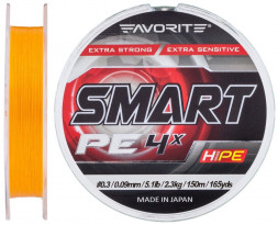 Шнур Favorite Smart PE 4x 150м #0.3/0.09мм 2.3кг (оранж.)
