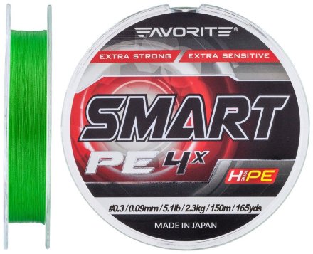 Шнур Favorite Smart PE 4x 150м #0.3/0.09мм 2.3кг (салат.)