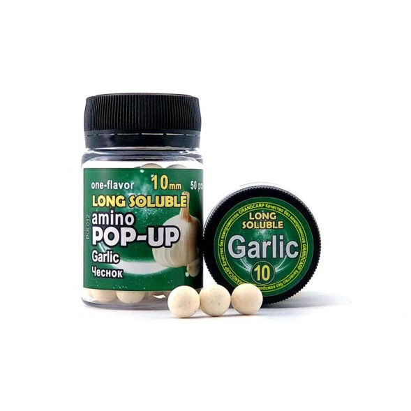 Бойл долгорастворімие amino POP-UP Grandcarp GARLIC (ЧАСНИК) Ø10 мм 50 шт. (PUL012)
