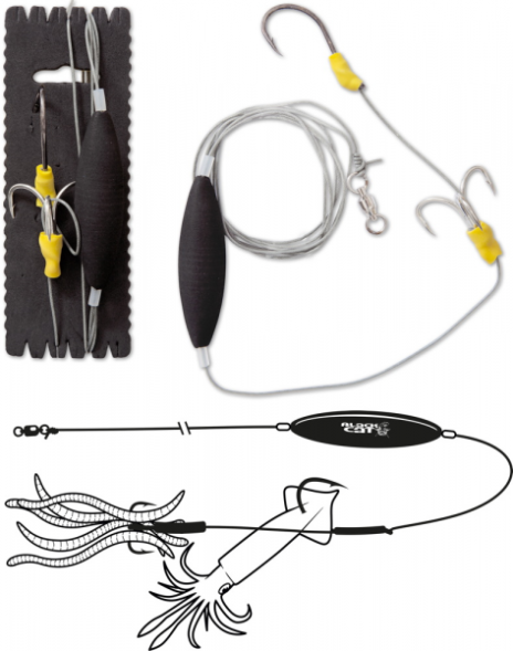 Оснастка для сома Black Cat Subfloat Wurm &amp; Calamaris Rig L