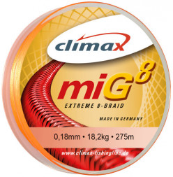 Шнур Climax MIG8 Braid Fluo-Orange 275m 0.16mm 15,90kg