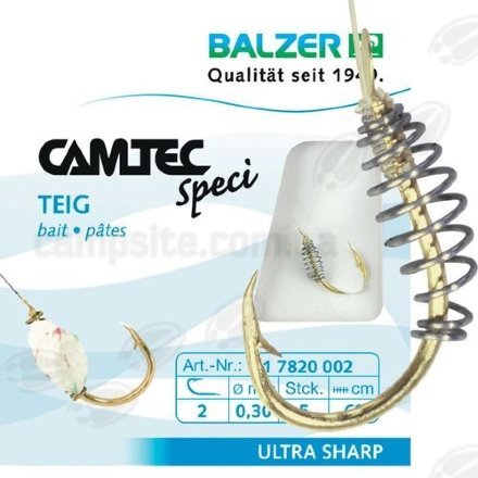 Крючок с поводком Balzer Camtec на тесто с пружиной №10 10шт.