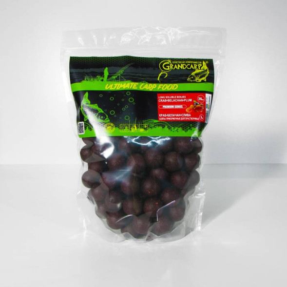 Бойлы прикормочные долгорастворимые Grandcarp КРАБ•БЕЛАЧАН•СЛИВА Ø24 мм 1 кг (BFL094)