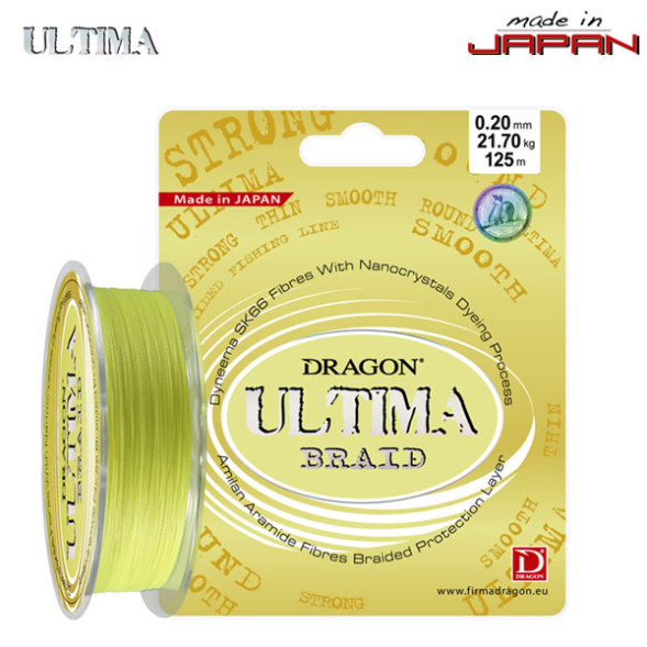Шнур Dragon Ultima 125m 0.25mm 29.30kg Fluo Yellow