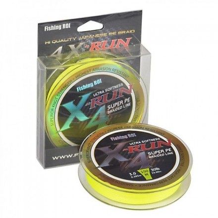 Шнур Fishing ROI X-Run Braid 4PE 150м 0,235мм 11.35кг цвет-Lemon Yellow