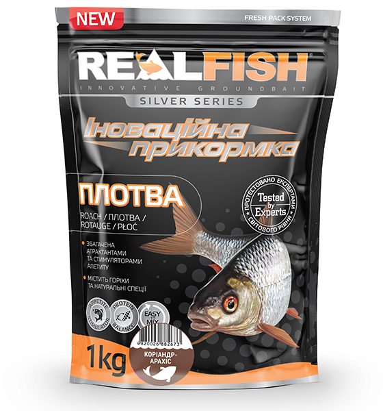 Прикормка Real Fish Плотва Кориандр-Арахис 1кг