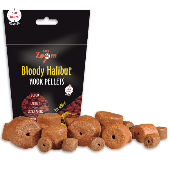 Насадочный пеллетс Carp Zoom Bloody Halibut Hook Pellets Pre-drilled 12 mm 150g