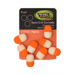 Искусственная насадка Texno Eva Dumbells 13x10 mm, white/orange, 8 ps