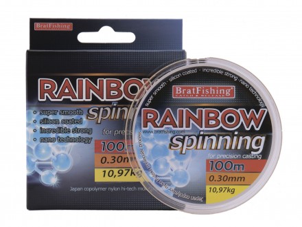 Леска Bratfishing Rainbow Spinning 100 m 0,24 mm 7,69 kg