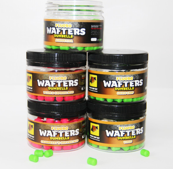 Бойлы CC Baits Pop Ups Fluoro Wafters Dumbells Grass Carp, 30 гр