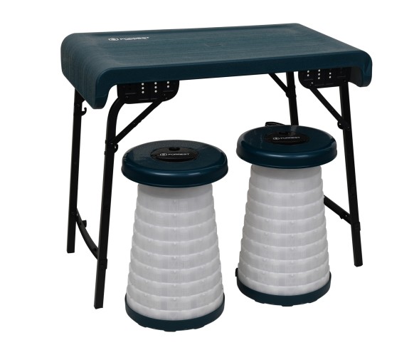 Стол с двумя стульями Forrest Camper Set x 2 LED Compact Series Green