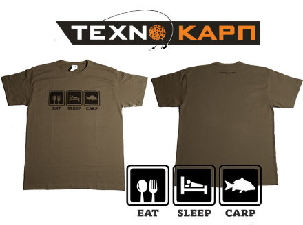 Футболка TexnoCarp Eat. Sleep. Carp Цвет:Темный Хаки