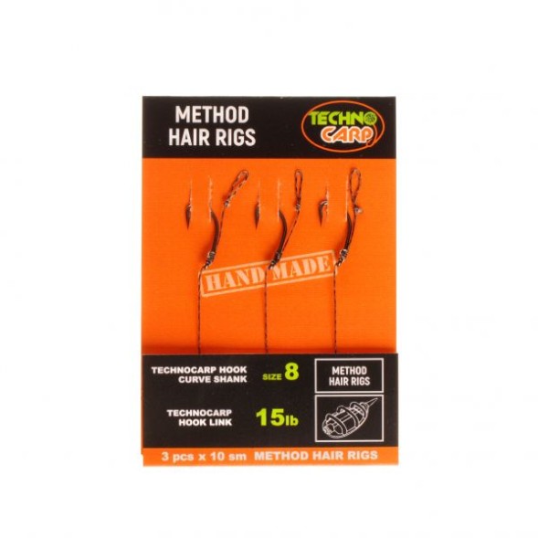 Готовый поводок Method 15Lb. Curve Shank Hook №8. 1уп. - 3шт.