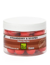 Бойлы Rod Hutchinson Fluoro Pop Ups Strawberry &amp; Scopex 15mm