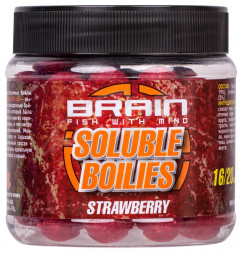 Бойлы Brain Hookable Strawberry (Клубника) Soluble 250 g, 16/20 mm