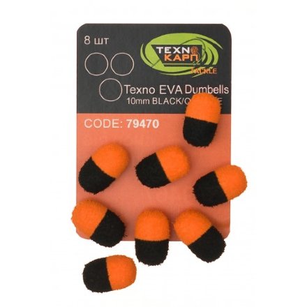 Штучна насадка Texno Eva Dumbells 13x10 mm, black /orange, 8 ps