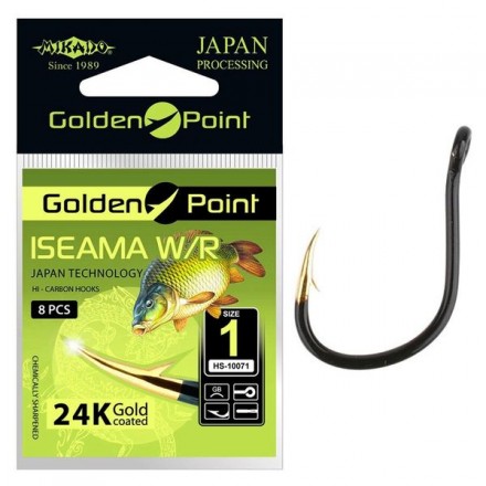 Крючок Mikado Golden Point Iseama № 6 (ушко) 9шт. (gold-black)